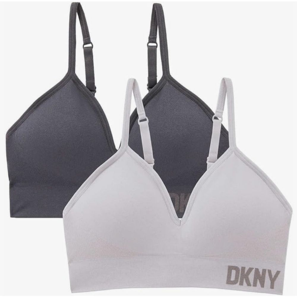 (Lot of 9) DKNY 2pk Seamless Bra Soft Stretch Back Close Adjustable Ink/Aluminum - Picture 2 of 9